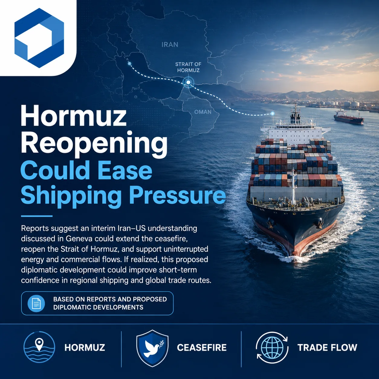 Cargo vessels near the Strait of Hormuz